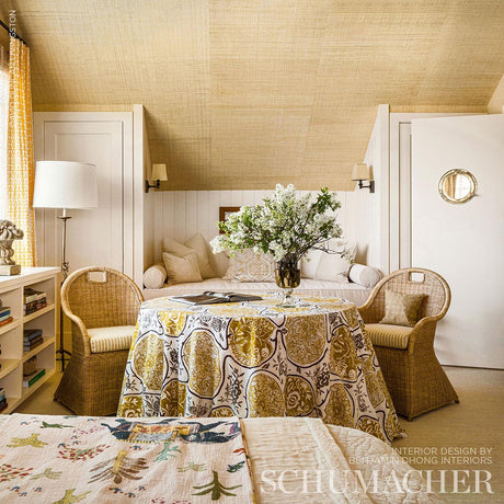 Schumacher Katsugi Gold And Mushroom Fabric