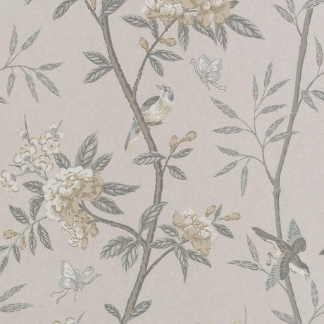 G P & J Baker PEONY & BLOSSOM DOVE/SILVER Wallpaper