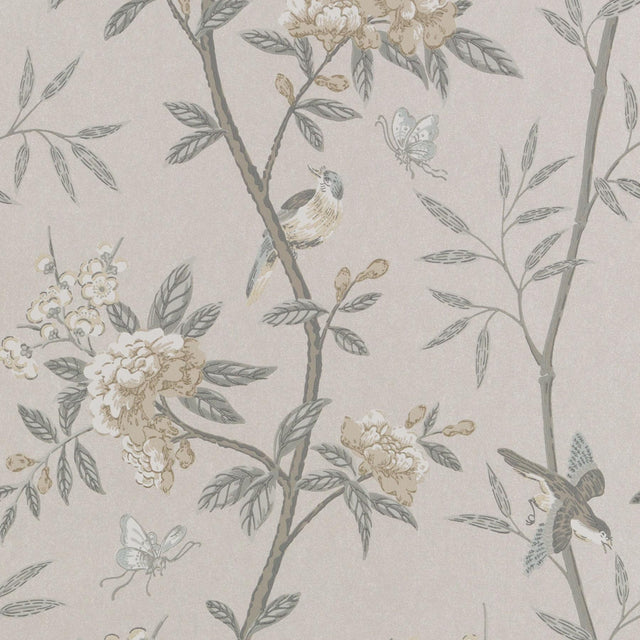 G P & J Baker PEONY & BLOSSOM DOVE/SILVER Wallpaper