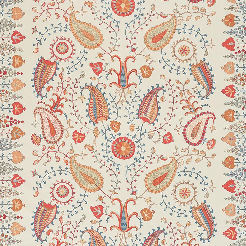 Schumacher Lakai Printed Embroidery Ivory Fabric