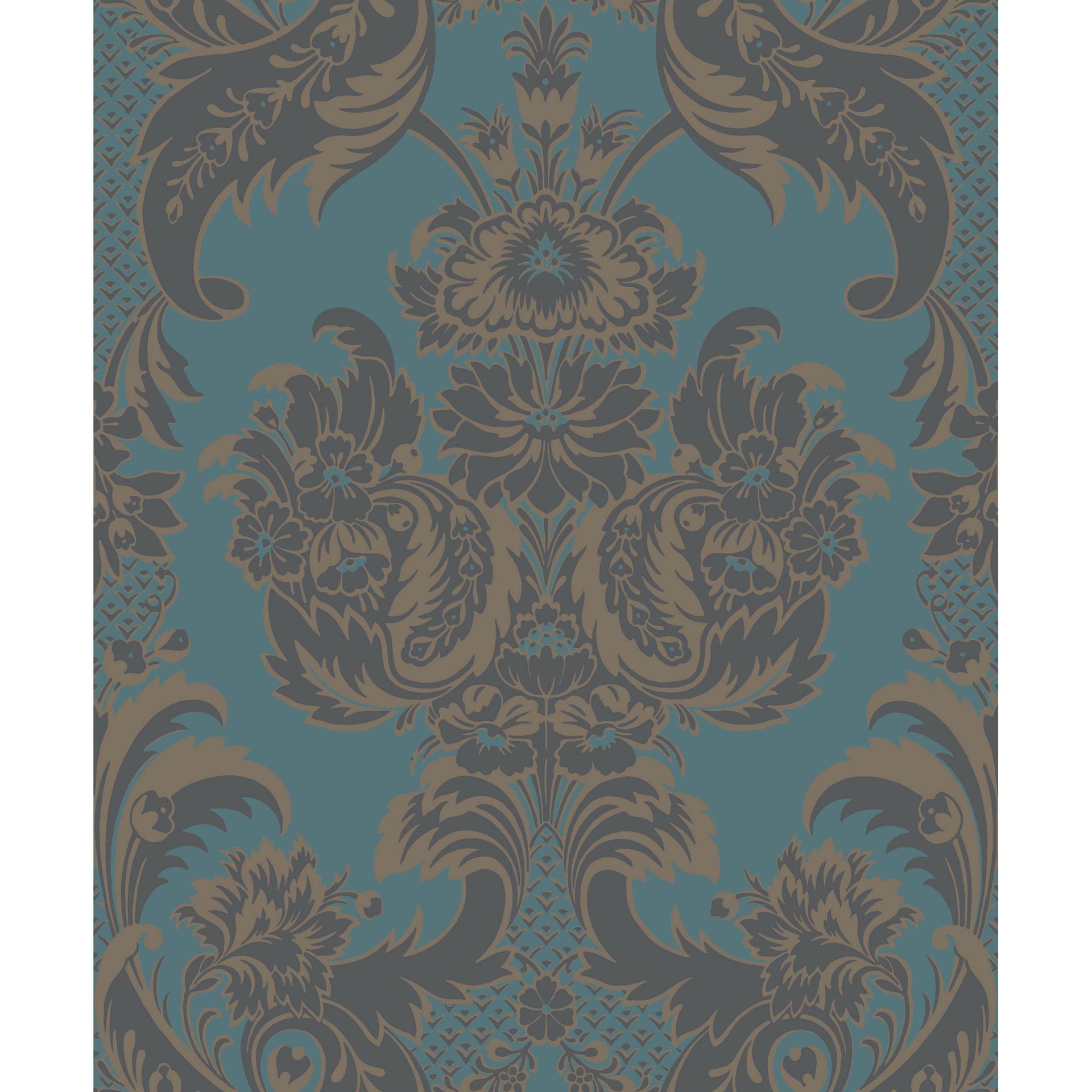 Cole & Son Wyndham Teal And Charcoal Wallpaper