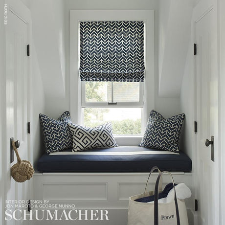 Schumacher Chevron Print Navy Fabric