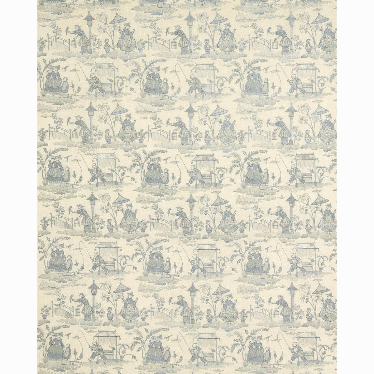 Schumacher Bassano Embroidered Toile Delft Fabric