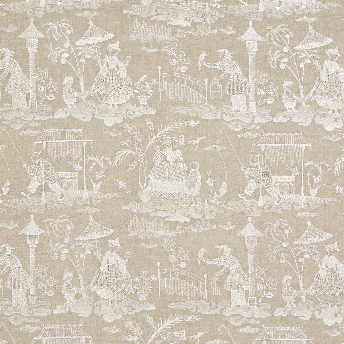 Schumacher Bassano Embroidered Toile Linen Fabric