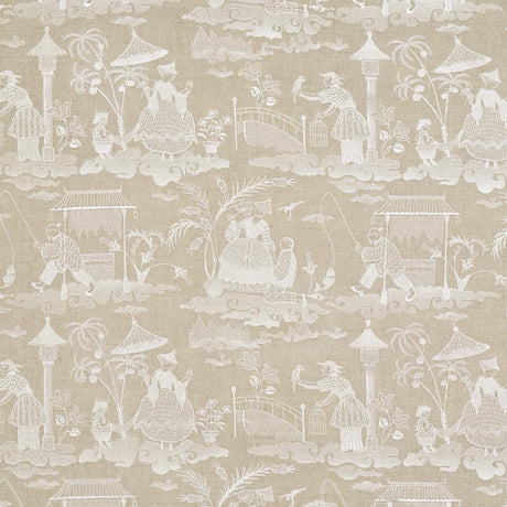 Schumacher Bassano Embroidered Toile Linen Fabric