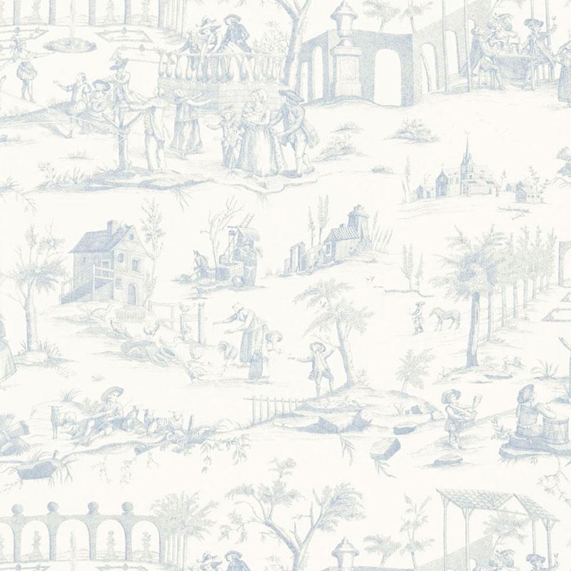 Schumacher Siena Toile Delft Fabric