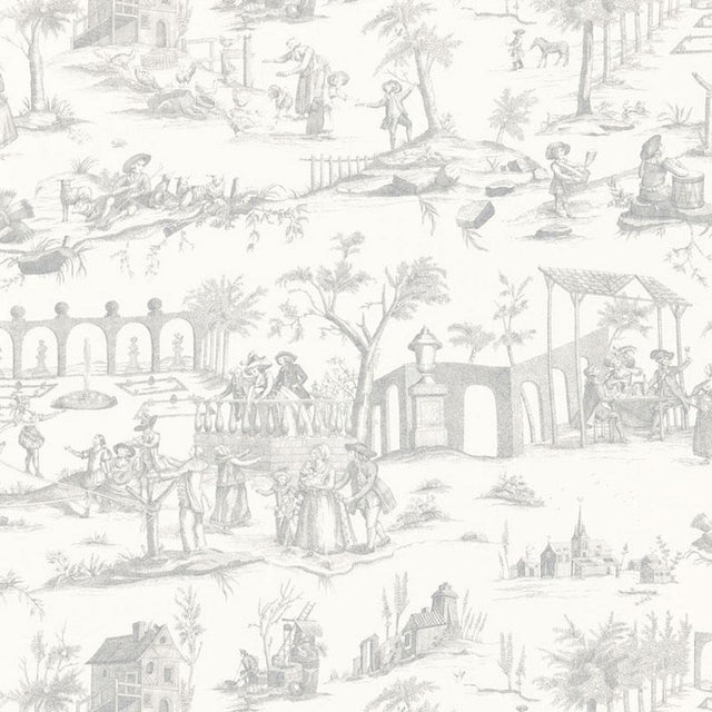 Schumacher Siena Toile Pewter Fabric