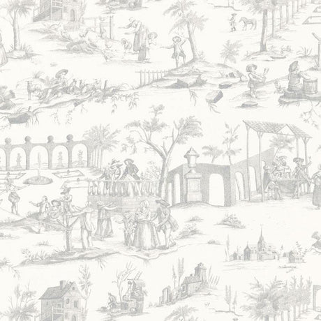 Schumacher Siena Toile Pewter Fabric