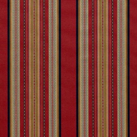 Schumacher Wellington Stripe Multi On Spice Fabric