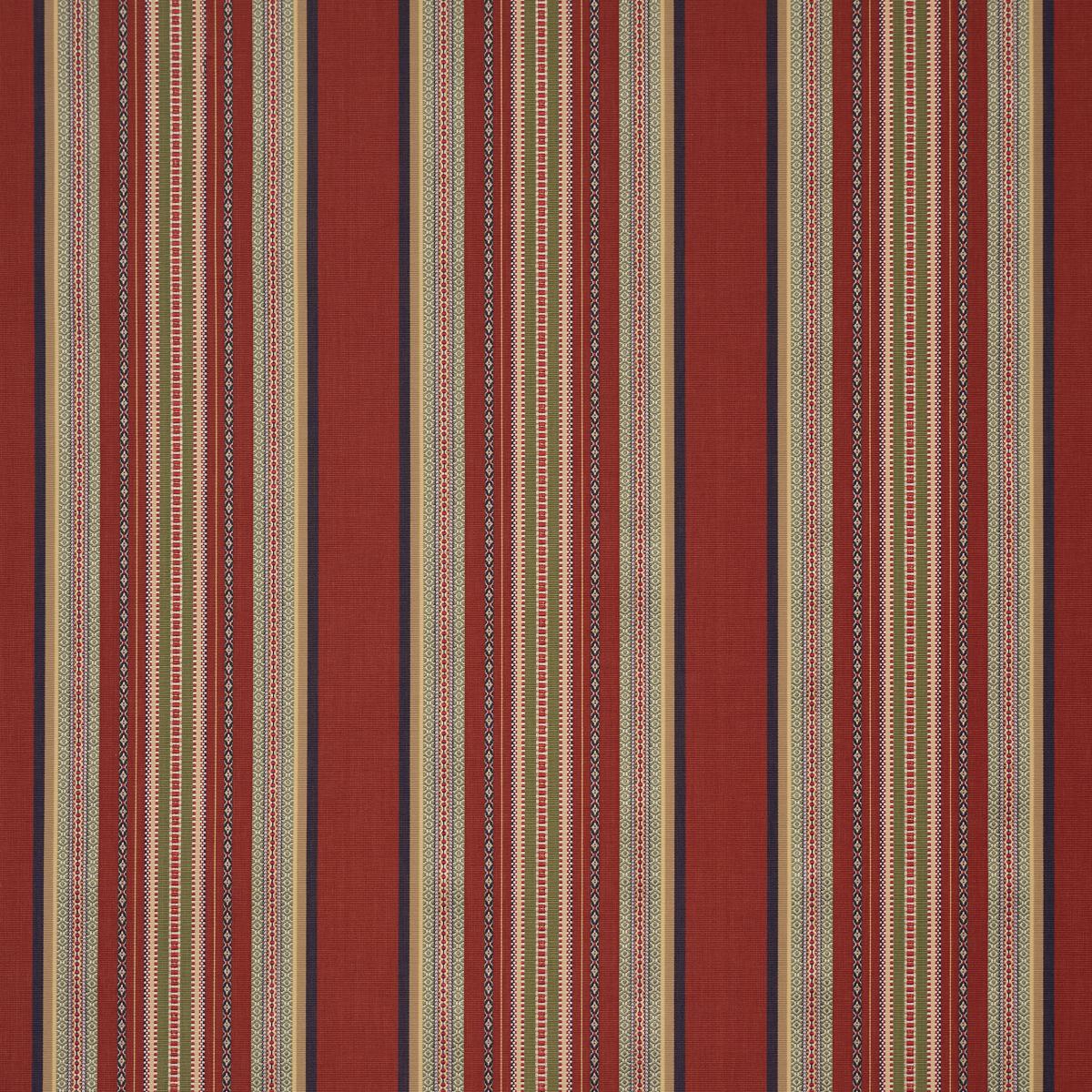 Schumacher Wellington Stripe Multi On Spice Fabric