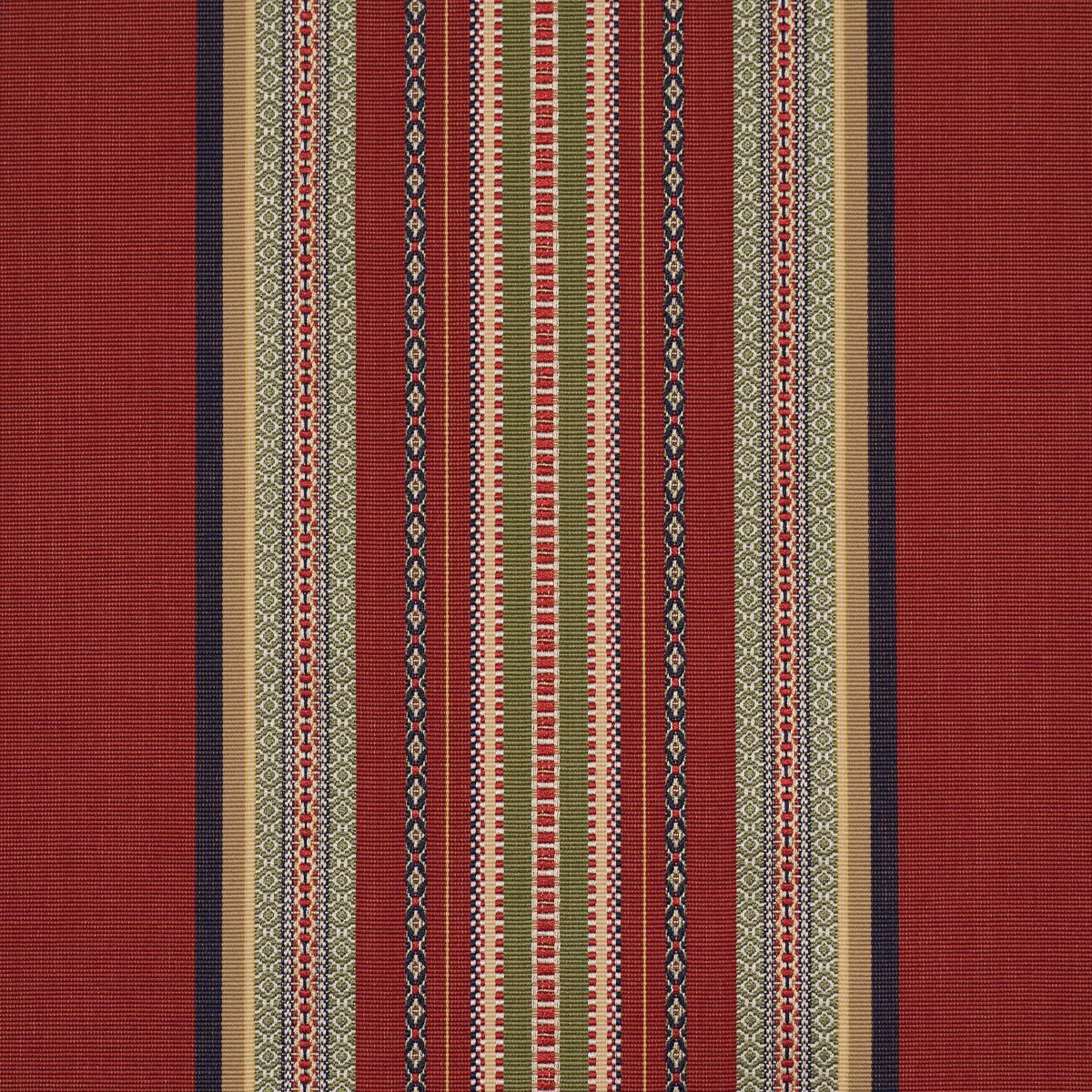 Schumacher Wellington Stripe Multi On Spice Fabric