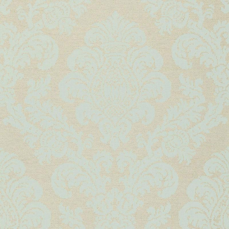 Schumacher Firenze Linen Damask Aqua Fabric