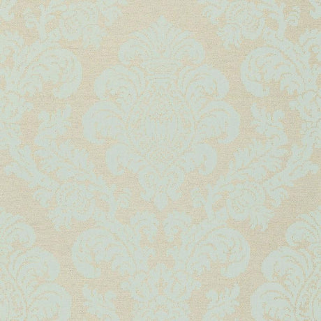 Schumacher Firenze Linen Damask Aqua Fabric