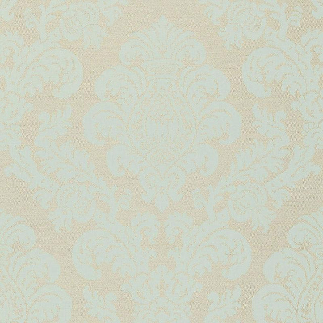 Schumacher Firenze Linen Damask Aqua Fabric