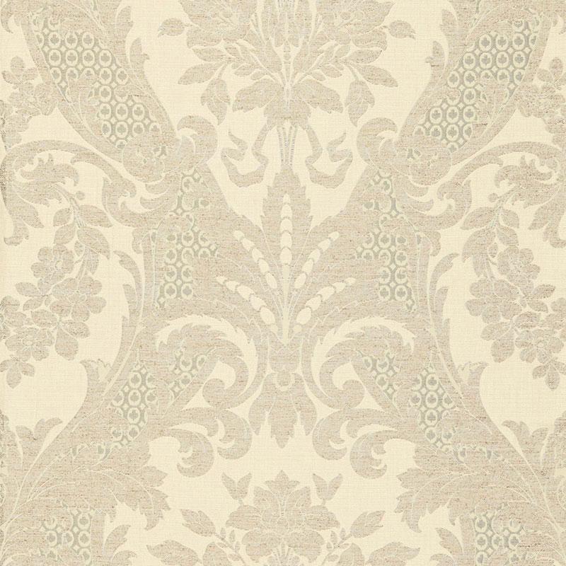 Schumacher Toscana Linen Damask Greige Fabric
