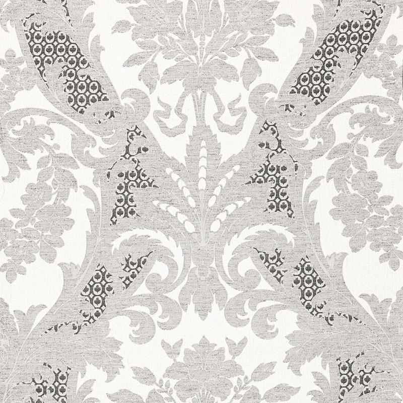 Schumacher Toscana Linen Damask Grisaille Fabric