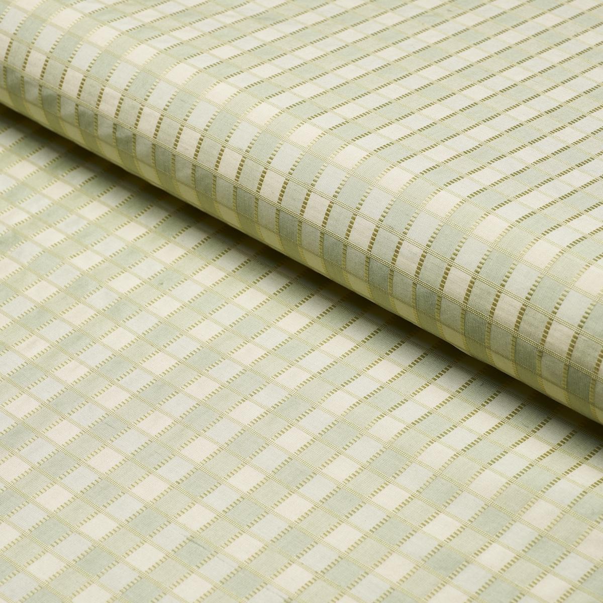 Schumacher Ingrid Silk Check Seaspray Fabric