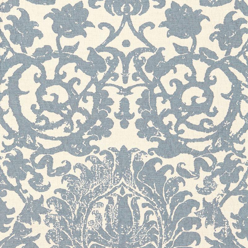 Schumacher Arezzo Linen Damask Azure Fabric