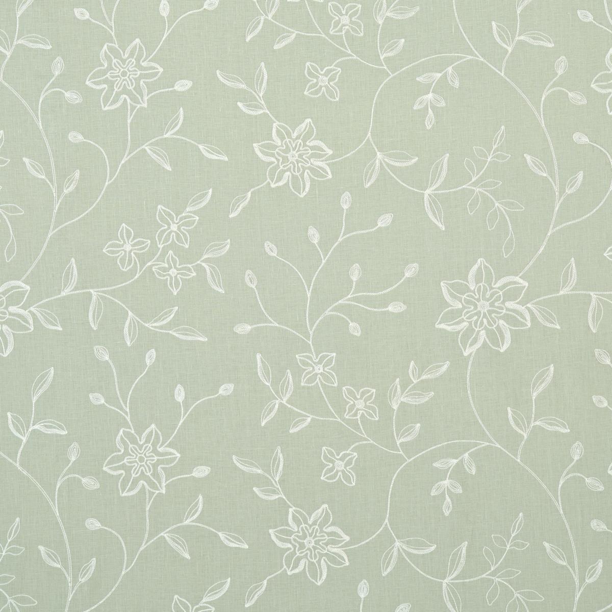 Schumacher Georgia Linen Embroidery Aqua Fabric