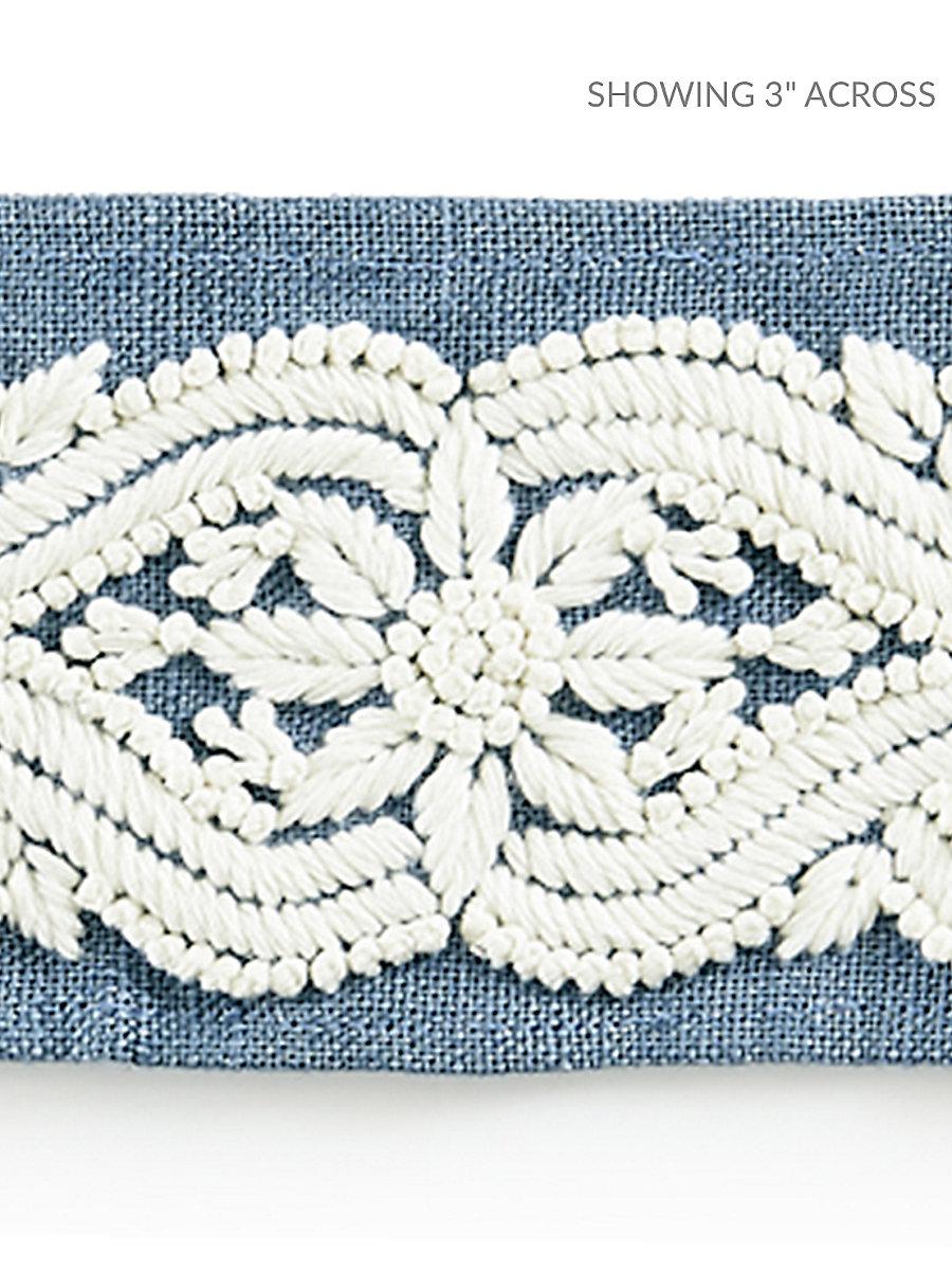 Scalamandre Linnea Embroidered Tape Copenhagen Blue Trim