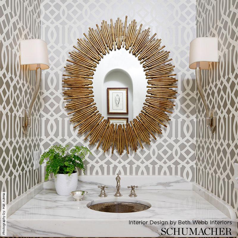 Schumacher Imperial Trellis Citrine Wallpaper