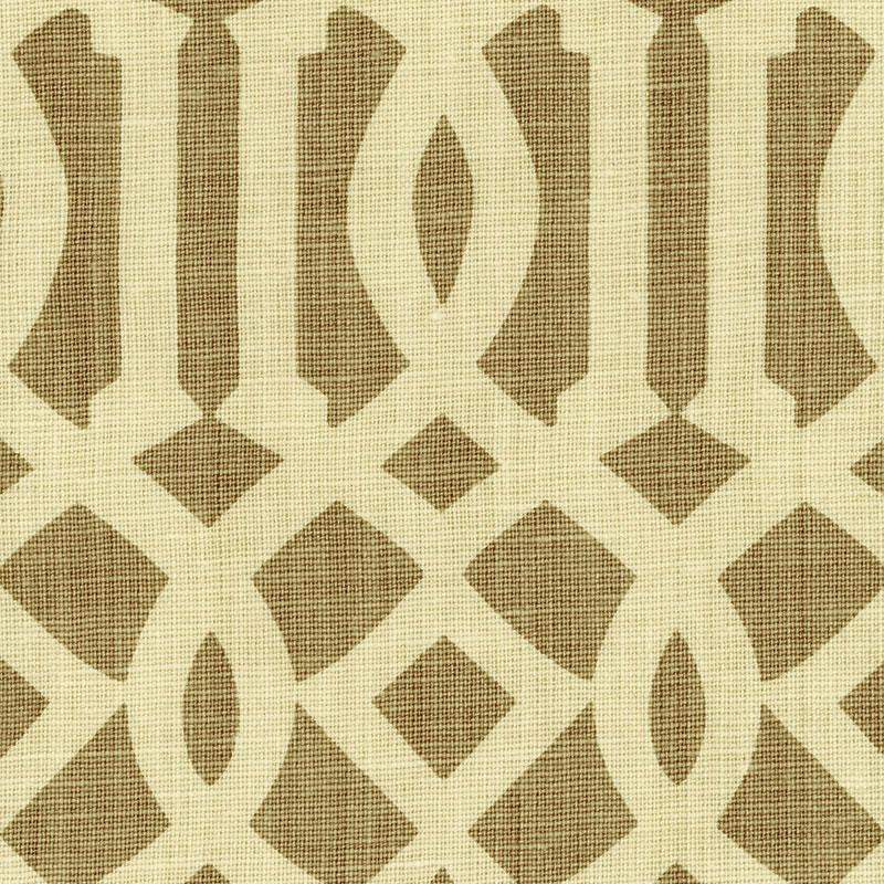 Schumacher Imperial Trellis Natural/Coffee Fabric