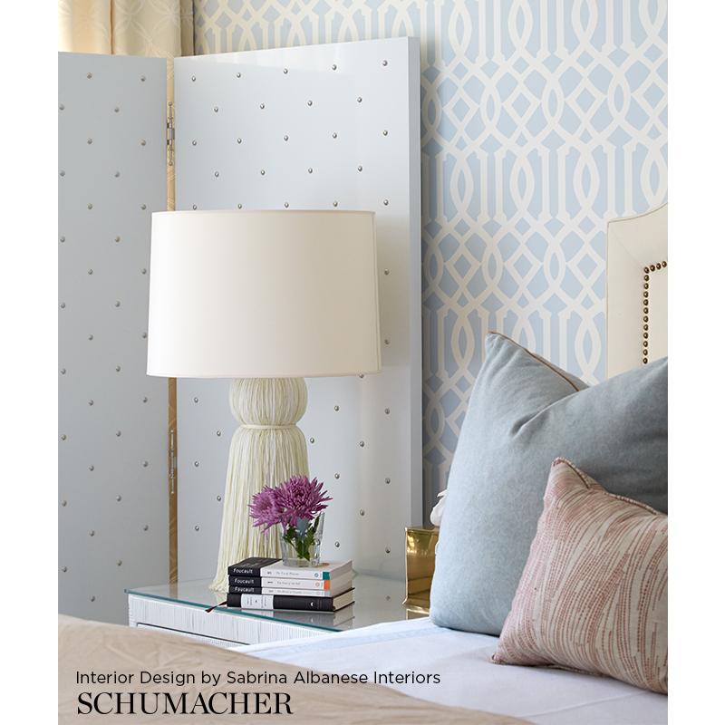 Schumacher Imperial Trellis Soft Aqua Wallpaper