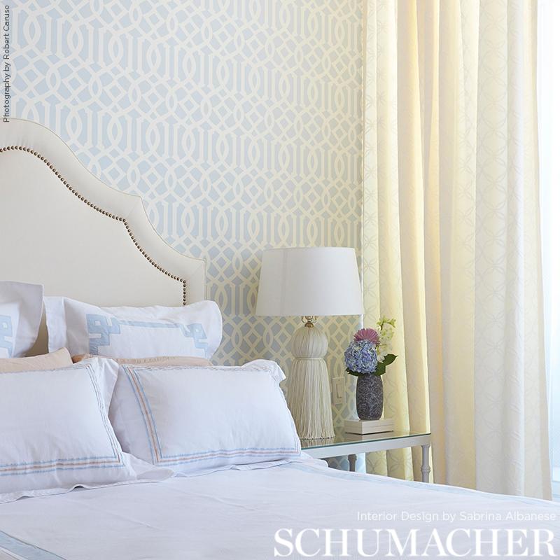 Schumacher Imperial Trellis Soft Aqua Wallpaper
