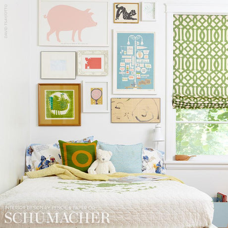 Schumacher Imperial Trellis Treillage/Ivory Fabric