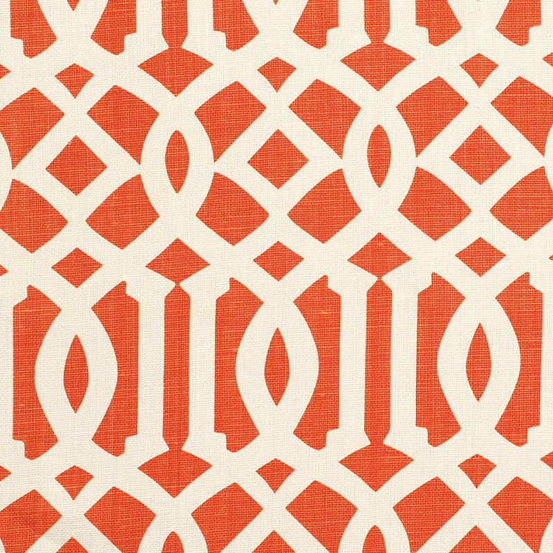 Schumacher Imperial Trellis Ii Ivory / Mandarin Fabric