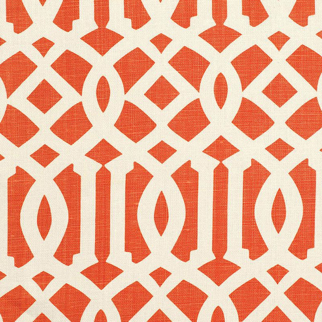 Schumacher Imperial Trellis Ii Ivory / Mandarin Fabric