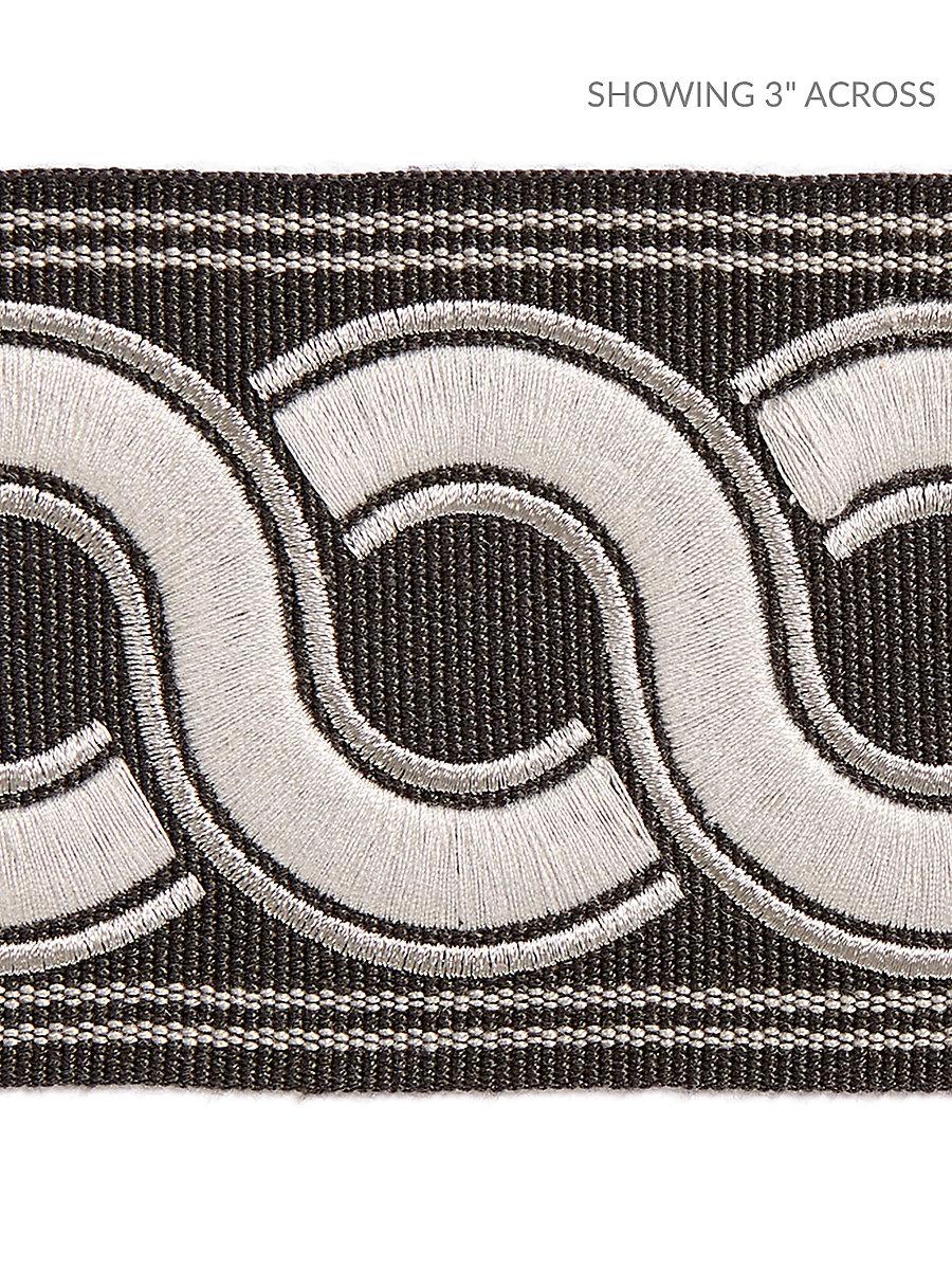 Scalamandre Guilloche Embroidered Tape Charcoal Trim