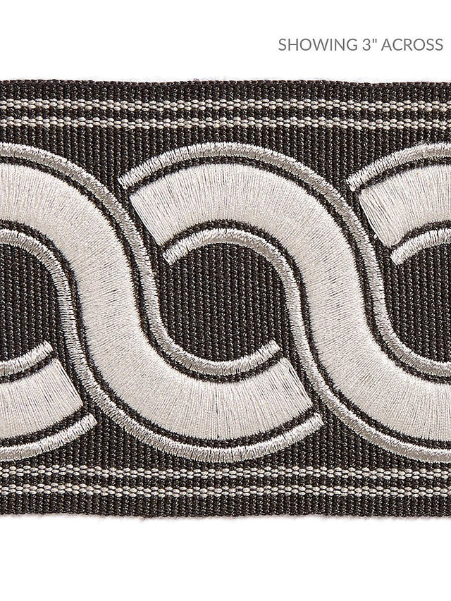 Scalamandre Guilloche Embroidered Tape Charcoal Trim