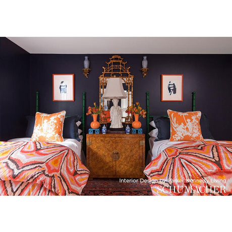 Schumacher Peacock Print Indoor/Outdoor Driftwood Fabric