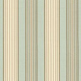 Schumacher Saratoga Cotton Stripe Aqua / Flax/ Mocha Fabric