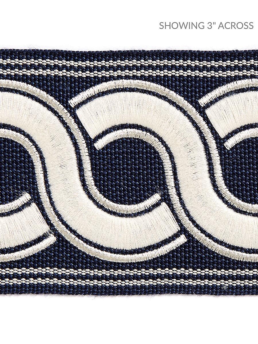 Scalamandre Guilloche Embroidered Tape Indigo Trim
