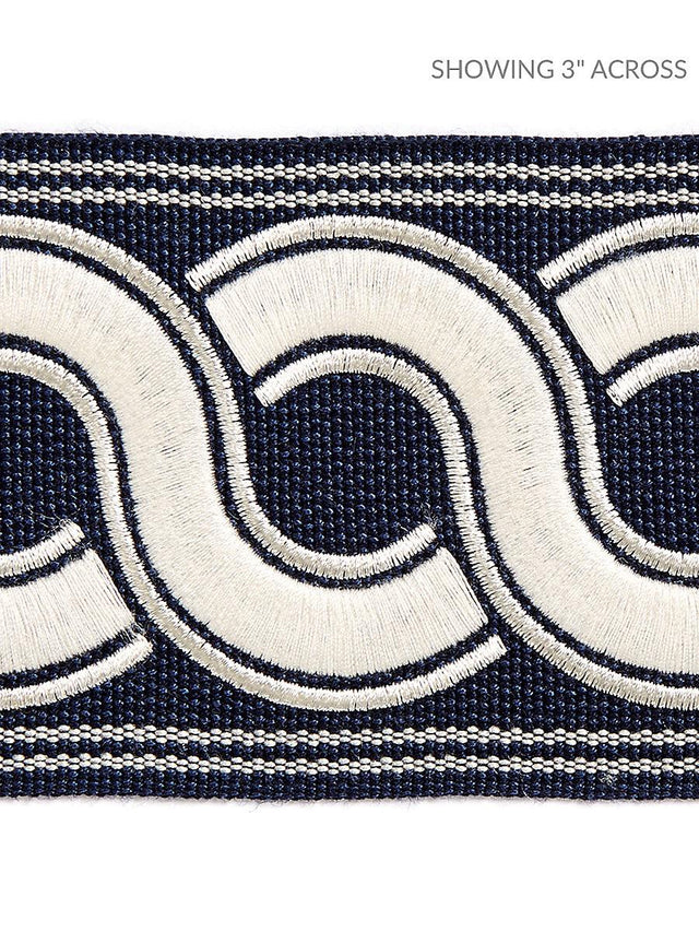 Scalamandre Guilloche Embroidered Tape Indigo Trim