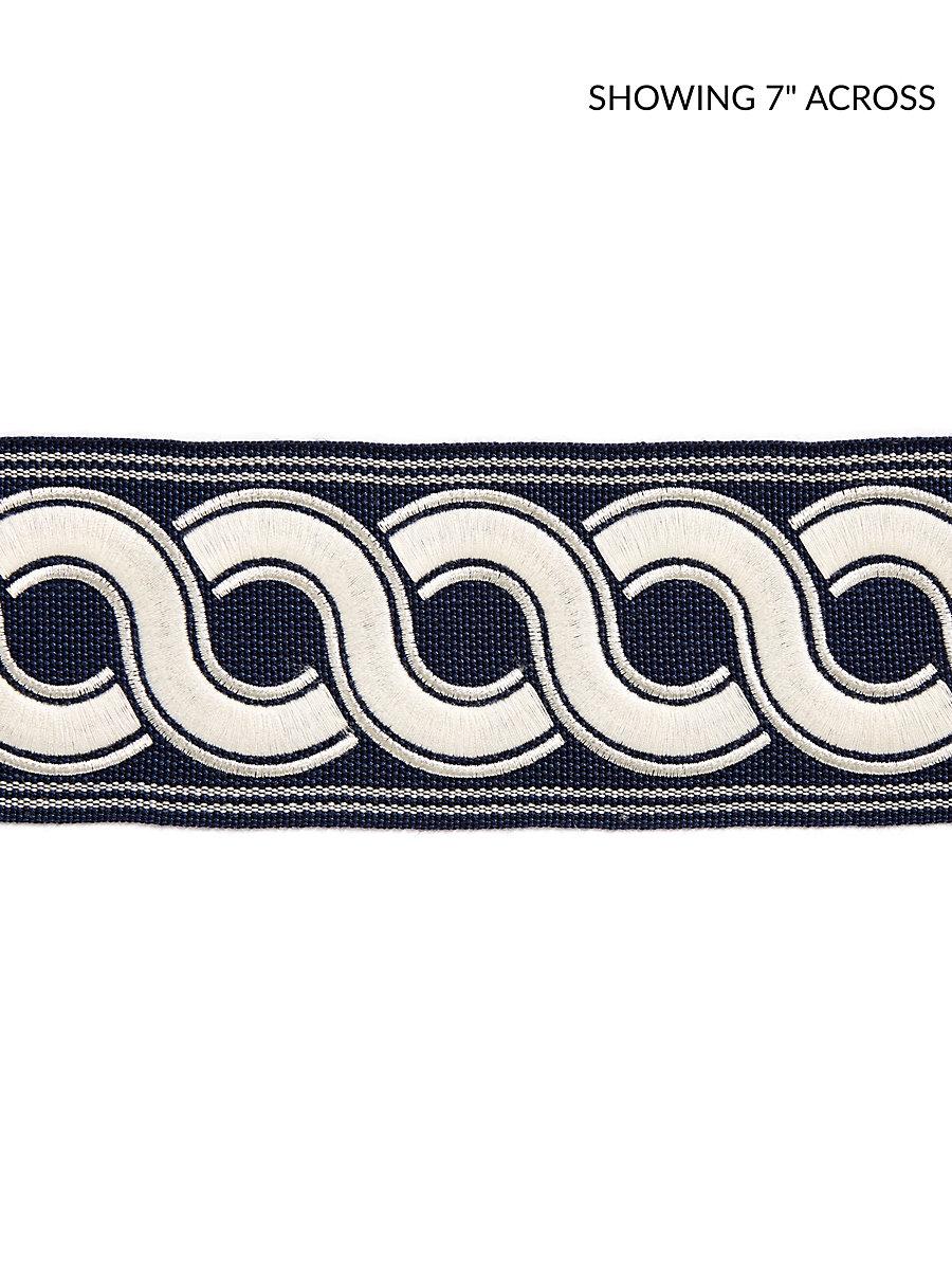 Scalamandre Guilloche Embroidered Tape Indigo Trim