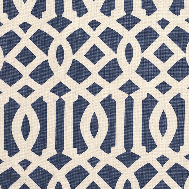 Schumacher Imperial Trellis Ii Ivory / Navy Fabric