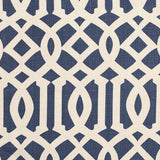 Schumacher Imperial Trellis Ii Ivory / Navy Fabric