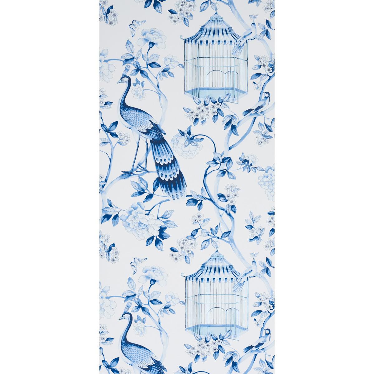 Schumacher Oiseaux Et Fleurs Porcelain Wallpaper