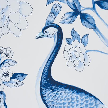 Schumacher Oiseaux Et Fleurs Porcelain Wallpaper
