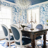Schumacher Oiseaux Et Fleurs Porcelain Wallpaper