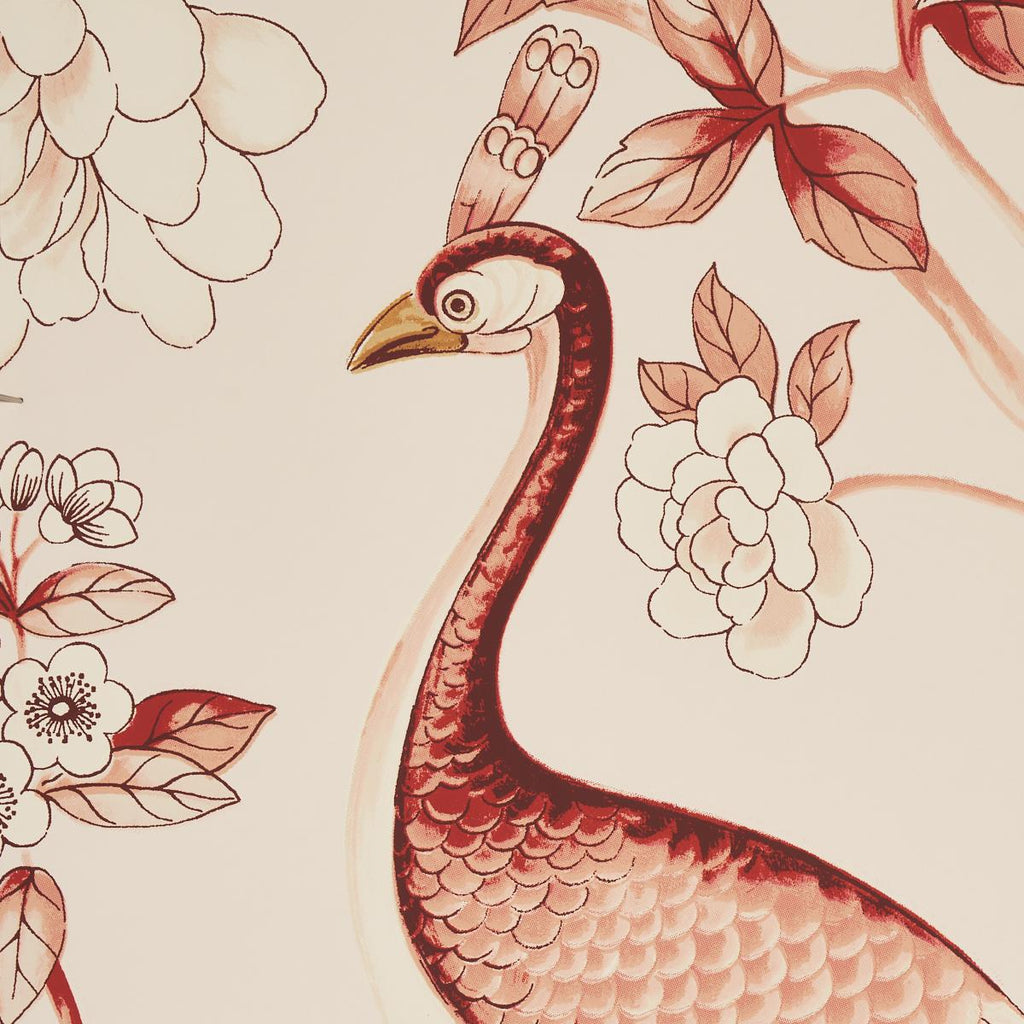 Schumacher Oiseaux Et Fleurs Cinnabar Wallpaper