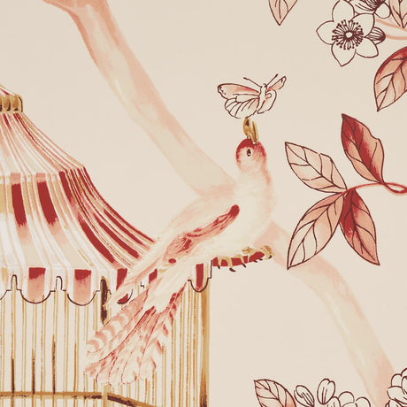 Schumacher Oiseaux Et Fleurs Cinnabar Wallpaper