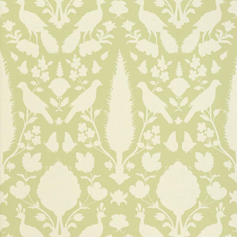 Schumacher Chenonceau Sage Wallpaper