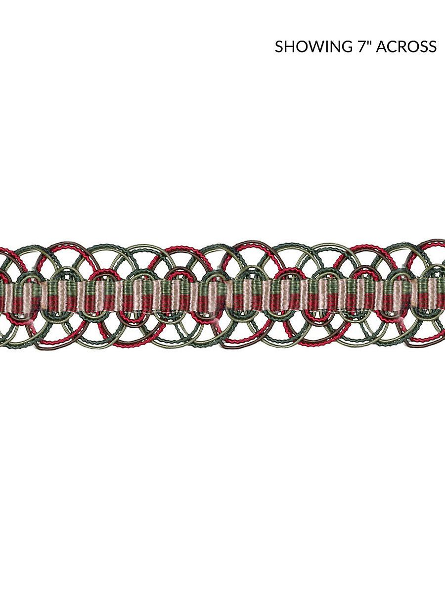 Scalamandre Le Havre Greens, Red Trim