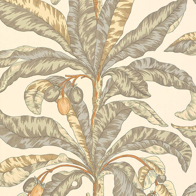 Schumacher Blair House Palm Vanilla & Aqua Wallpaper