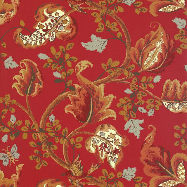 Schumacher Fox Hollow Tomato And Brass Wallpaper