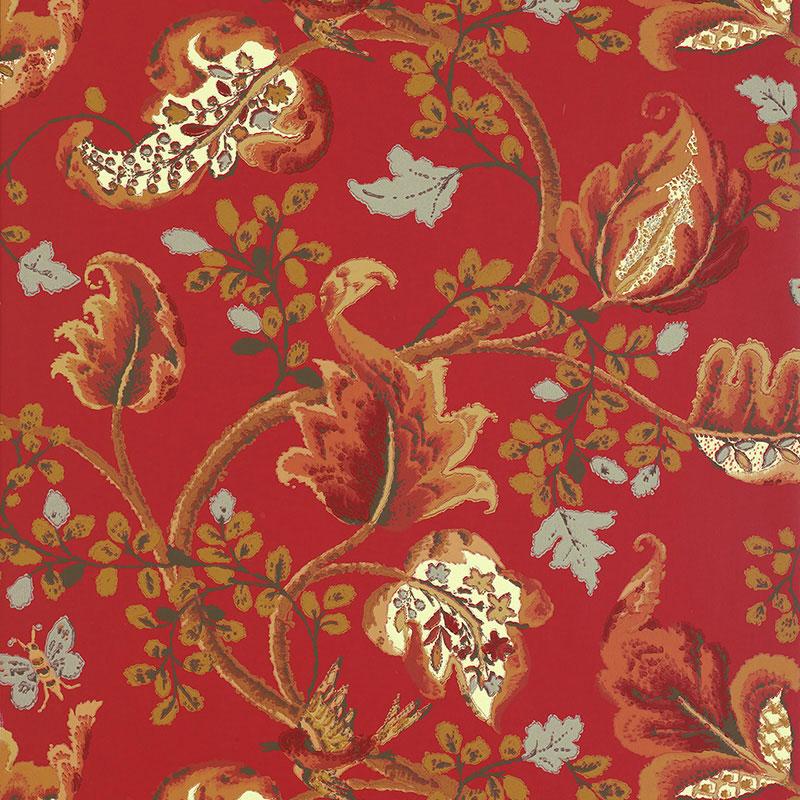 Schumacher Fox Hollow Tomato And Brass Wallpaper